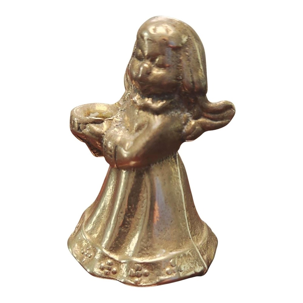 Vintage Brass Angel Figurine Candle Holder Home Decor 2.5"